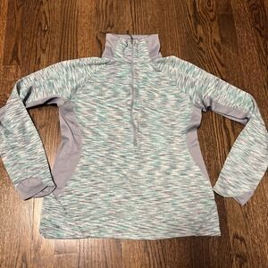Ladies Columbia Green Heather 1/4 Zip Pullover Sweatshirt Size Medium